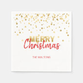 Persoonlijke RED Gold Confetti Merry-kerst Servetten (Voorkant)