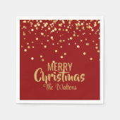 Persoonlijke RED Gold Confetti Merry-kerst Servetten (Voorkant)