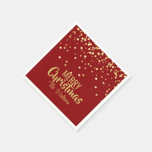 Persoonlijke RED Gold Confetti Merry-kerst Servetten (Hoek)