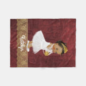 Persoonlijke Red Gold Ethnic Princess Nursery Fleece Deken (Voorkant (Horizontaal))