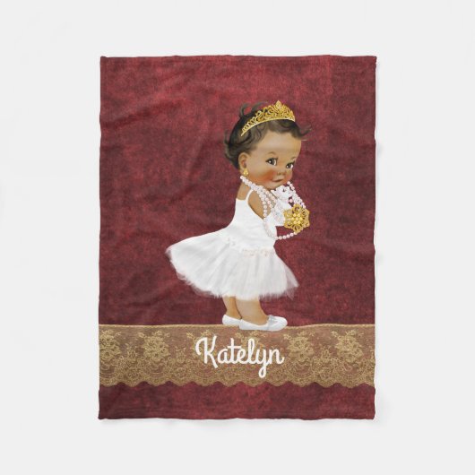 Persoonlijke Red Gold Ethnic Princess Nursery Fleece Deken (Voorkant)
