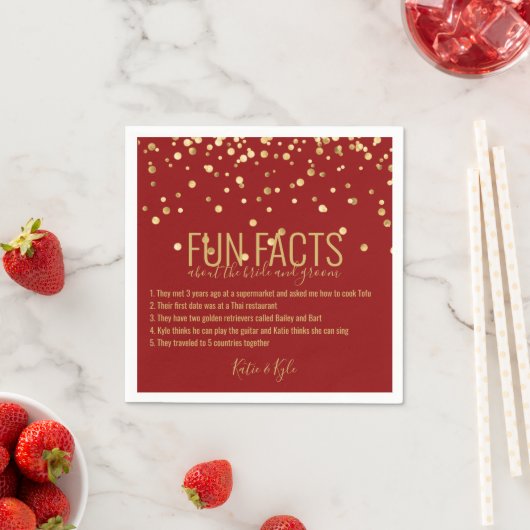 Persoonlijke RED Gouden Confetti FUN FACTS Servet (Insitu)