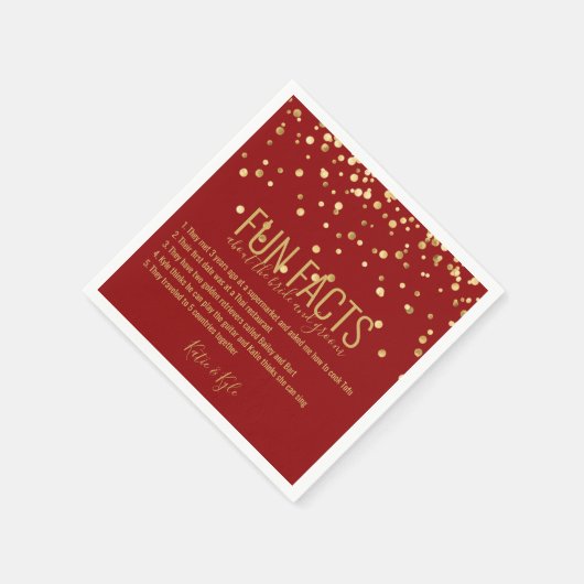 Persoonlijke RED Gouden Confetti FUN FACTS Servet (Hoek)