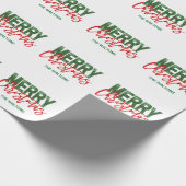 Persoonlijke RED Green Glitter MERRY CHRISTMAS Cadeaupapier (Hoek)