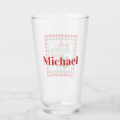 Persoonlijke Red Green Jolly"kersttypografie Glas (Achterkant)