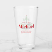 Persoonlijke Red Green Merry-kersttypografie Glas (Achterkant)
