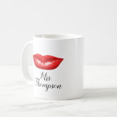Persoonlijke Red Lips Elegant Coffee Mok (Voorkant links)
