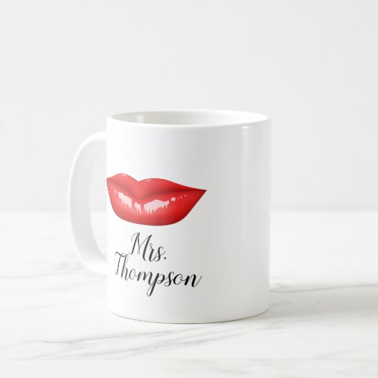 Persoonlijke Red Lips Elegant Coffee Mok (Voorkant links)