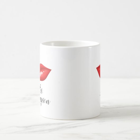 Persoonlijke Red Lips Elegant Coffee Mok (Center)