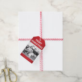 Persoonlijke Red Merry-Labels met kerstfoto's Cadeaulabel (Met Touw)