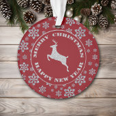 Persoonlijke Red Silver Snowflake Reindester Ornament