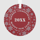 Persoonlijke Red Silver Snowflake Reindester Ornament (achterkant)