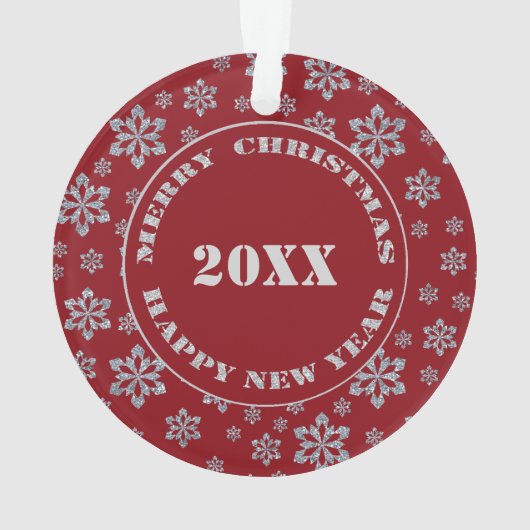 Persoonlijke Red Silver Snowflake Reindester Ornament (achterkant)