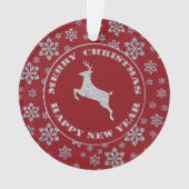 Persoonlijke Red Silver Snowflake Reindester Ornament (voorkant)