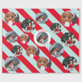Persoonlijke Red Stripe Fab-kerstfoto 3 Cadeaupapier (Vlak)