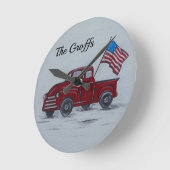 Persoonlijke Red Truck Wall-klok Ronde Klok (Hoek)