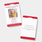 Persoonlijke Red White Service Dog Photo ID Badge (Voor- en achterkant)