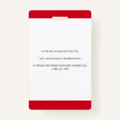 Persoonlijke Red White Service Dog Photo ID Badge (Achterkant)