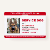 Persoonlijke Red White Service Dog Photo ID Badge (Voorkant)