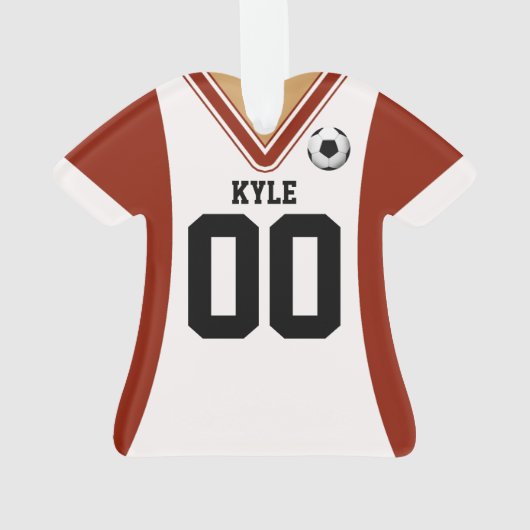 Persoonlijke Red/White Soccer Jersey Ornament (achterkant)