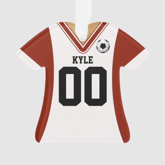 Persoonlijke Red/White Soccer Jersey Ornament (voorkant)