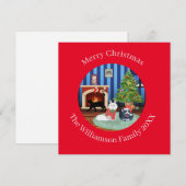 Persoonlijke reddingskat kerstmis feestdagenkaart (Voorkant / Achterkant)