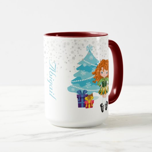Persoonlijke Redhead Irish Dancer Winter Kerstmis Mok (Voorkant rechts)