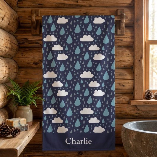 Persoonlijke regen en wolken badhanddoek