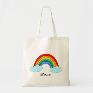 Persoonlijke regenboog boodschappentas met eigen n tote bag