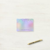 Persoonlijke Regenboog Drip Glitter Post-it® Notes (Op bureau)