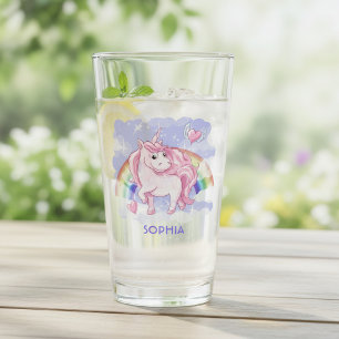 Persoonlijke Regenboog Eenhoorn Naam Cadeau Glas