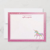 Persoonlijke regenboog eenhoorn voor kinderen notitiekaartje (Voorkant)