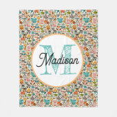 Persoonlijke regenboog fleece deken met monogram (Voorkant)