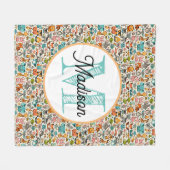 Persoonlijke regenboog fleece deken met monogram (Voorkant (Horizontaal))