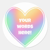 Persoonlijke Regenboog Hart Ronde Sticker (Voorkant)