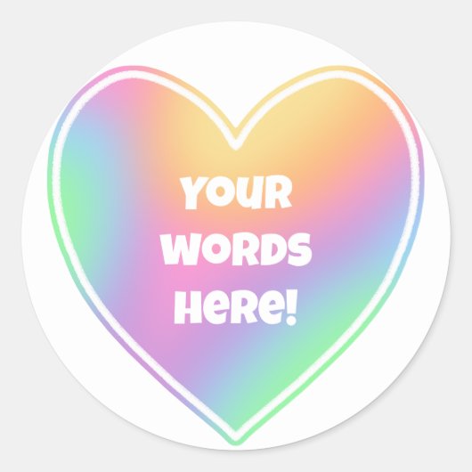 Persoonlijke Regenboog Hart Ronde Sticker (Voorkant)