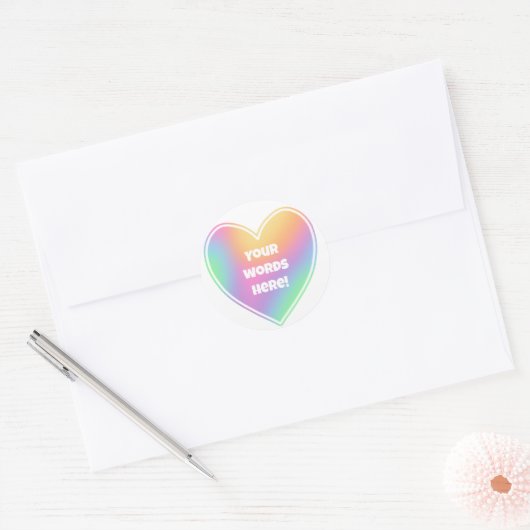 Persoonlijke Regenboog Hart Ronde Sticker (Envelop)