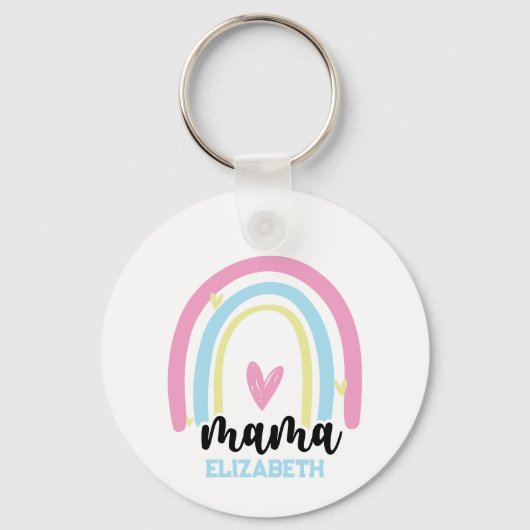 Persoonlijke Regenboog Mama - Moederdag Sleutelhanger (Voorkant)