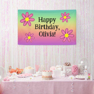 Persoonlijke Regenboog met Bloemen Banner