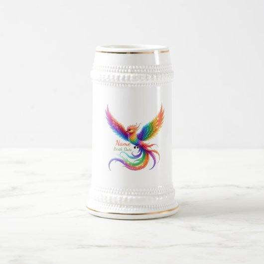 Persoonlijke Regenboog Phoenix Naam Geboortedatum  Bierpul (Center)