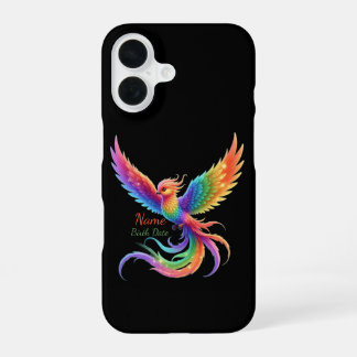 Persoonlijke Regenboog Phoenix Naam Geboortedatum  iPhone 16 Hoesje