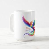 Persoonlijke Regenboog Phoenix Naam Geboortedatum  Koffiemok (Voorkant links)