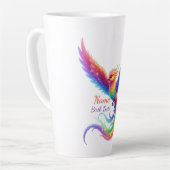 Persoonlijke Regenboog Phoenix Naam Geboortedatum  Latte Mok (Linkerhoek)
