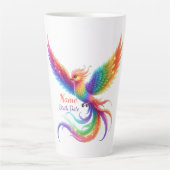 Persoonlijke Regenboog Phoenix Naam Geboortedatum  Latte Mok (Voorkant)