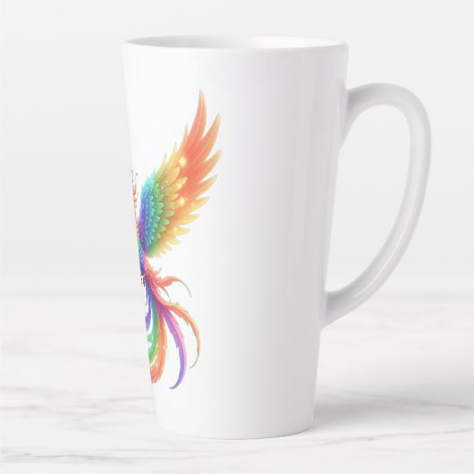 Persoonlijke Regenboog Phoenix Naam Geboortedatum  Latte Mok (Rechts)