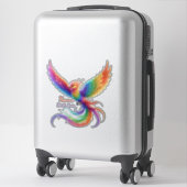 Persoonlijke Regenboog Phoenix Naam Geboortedatum  Sticker (Koffer)