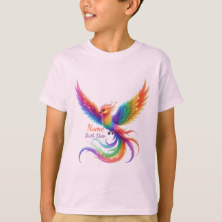 Persoonlijke Regenboog Phoenix Naam Geboortedatum T-shirt