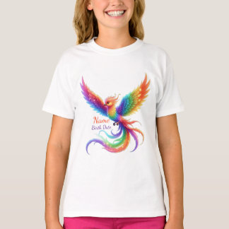 Persoonlijke Regenboog Phoenix Naam Geboortedatum  T-shirt