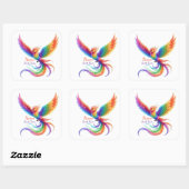 Persoonlijke Regenboog Phoenix Naam Geboortedatum Vierkante Sticker (Vel)