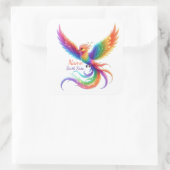 Persoonlijke Regenboog Phoenix Naam Geboortedatum Vierkante Sticker (Tas)